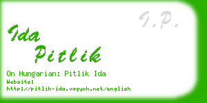 ida pitlik business card